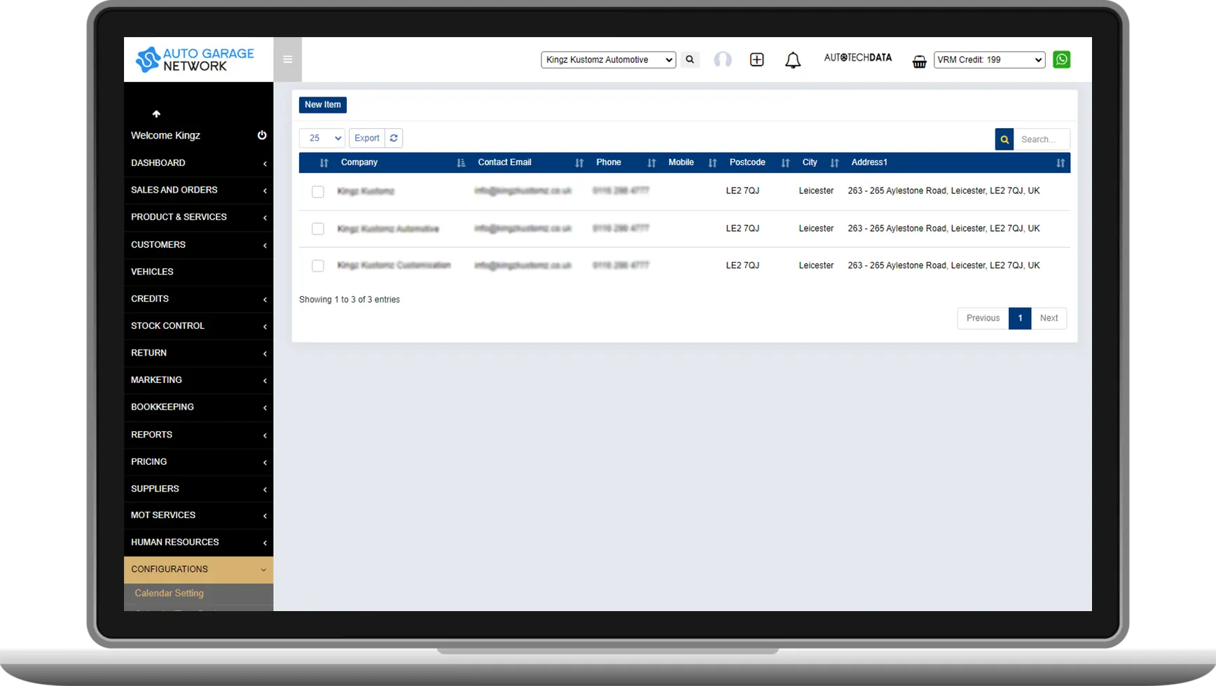 multi site garage management system